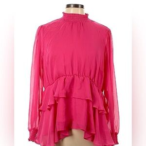 Torrid Barbie Pink Romantic Victorian Style Chiffon Feminine Elegant Women's Top